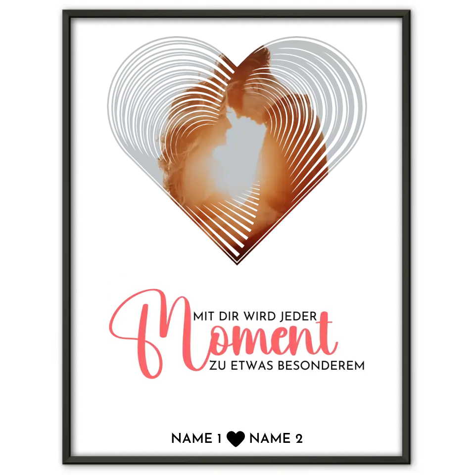 Personalisiertes Poster Liebe Fotoposter Herz Momente Mit Foto & Namen