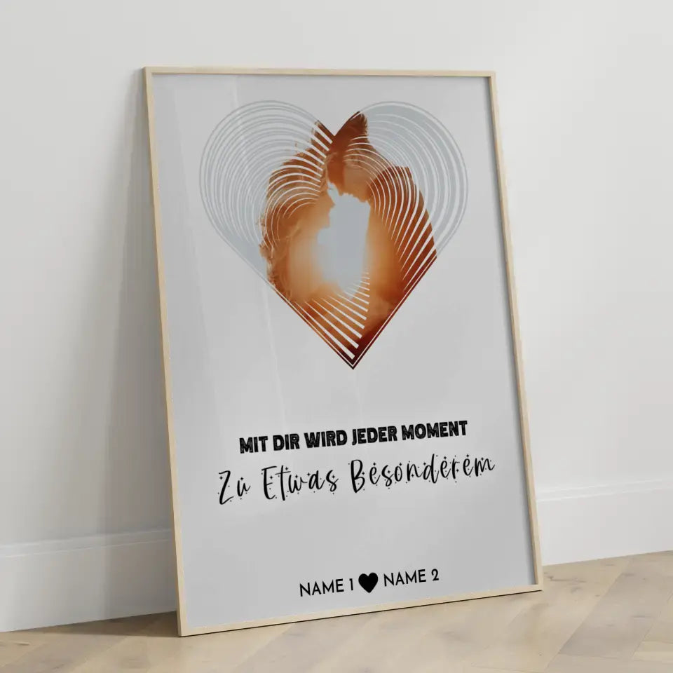 Personalisiertes Poster Liebe Fotoposter Herz Moment Mit Foto & Namen