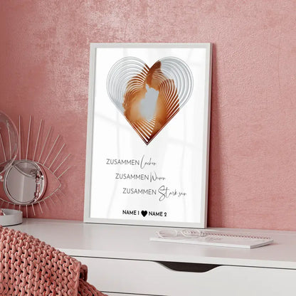 Personalisiertes Poster Liebe Fotoposter Herz Zusammen lachen