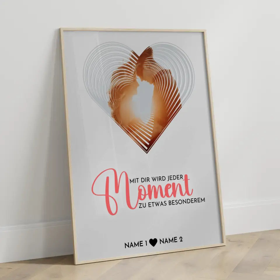 Personalisiertes Poster Liebe Fotoposter Herz Momente Mit Foto & Namen