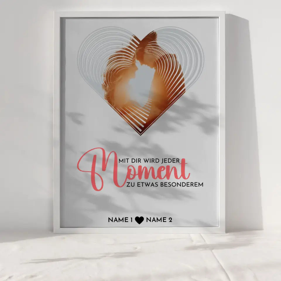 Personalisiertes Poster Liebe Fotoposter Herz Momente Mit Foto & Namen