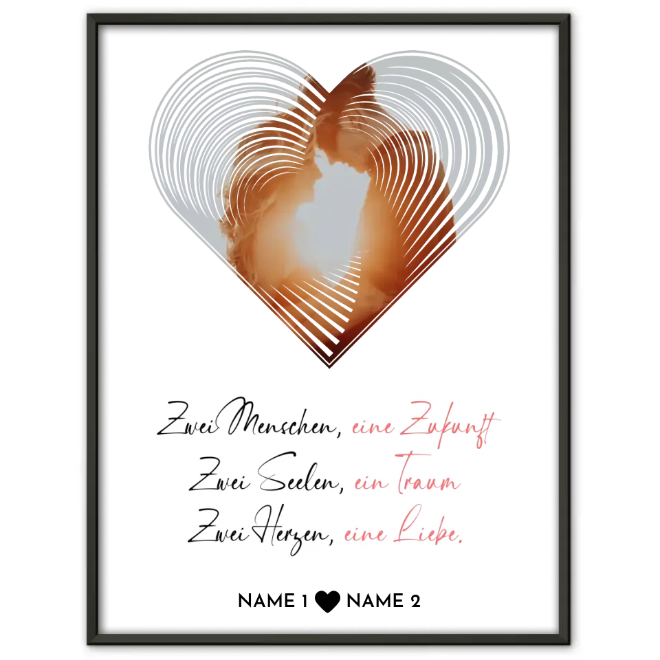 Personalisiertes Poster Liebe Fotoposter Herz Zwei Menschen