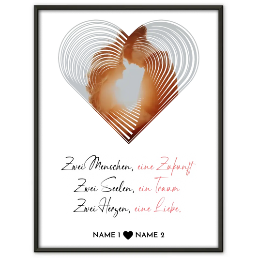 Personalisiertes Poster Liebe Fotoposter Herz Zwei Menschen
