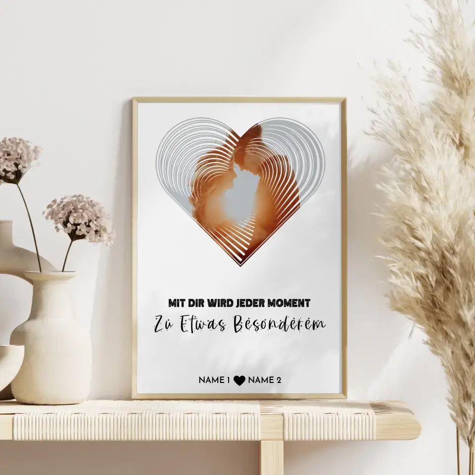 Personalisiertes Poster Liebe Fotoposter Herz Moment Mit Foto & Namen