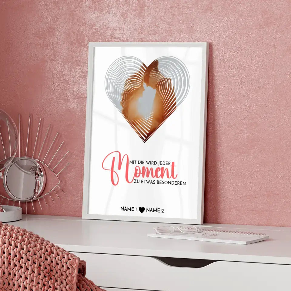 Personalisiertes Poster Liebe Fotoposter Herz Momente Mit Foto & Namen