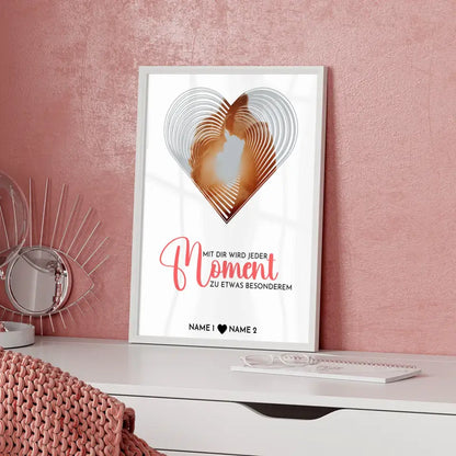 Personalisiertes Poster Liebe Fotoposter Herz Momente Mit Foto & Namen