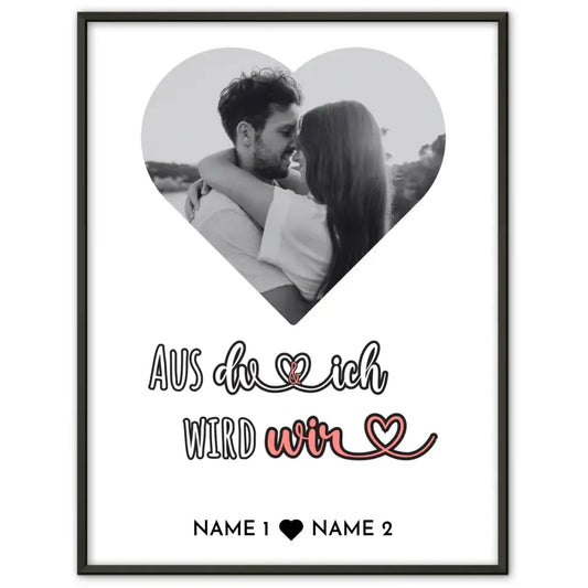 Personalisiertes Poster Liebe Herz Foto Du und Ich Mit Foto & Namen