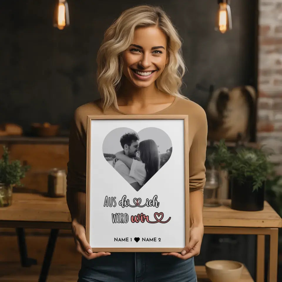 Personalisiertes Poster Liebe Herz Foto Du und Ich Mit Foto & Namen