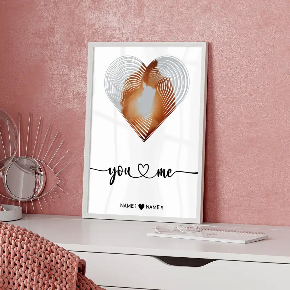 Personalisiertes Poster Liebe Fotoposter Herz You & Me