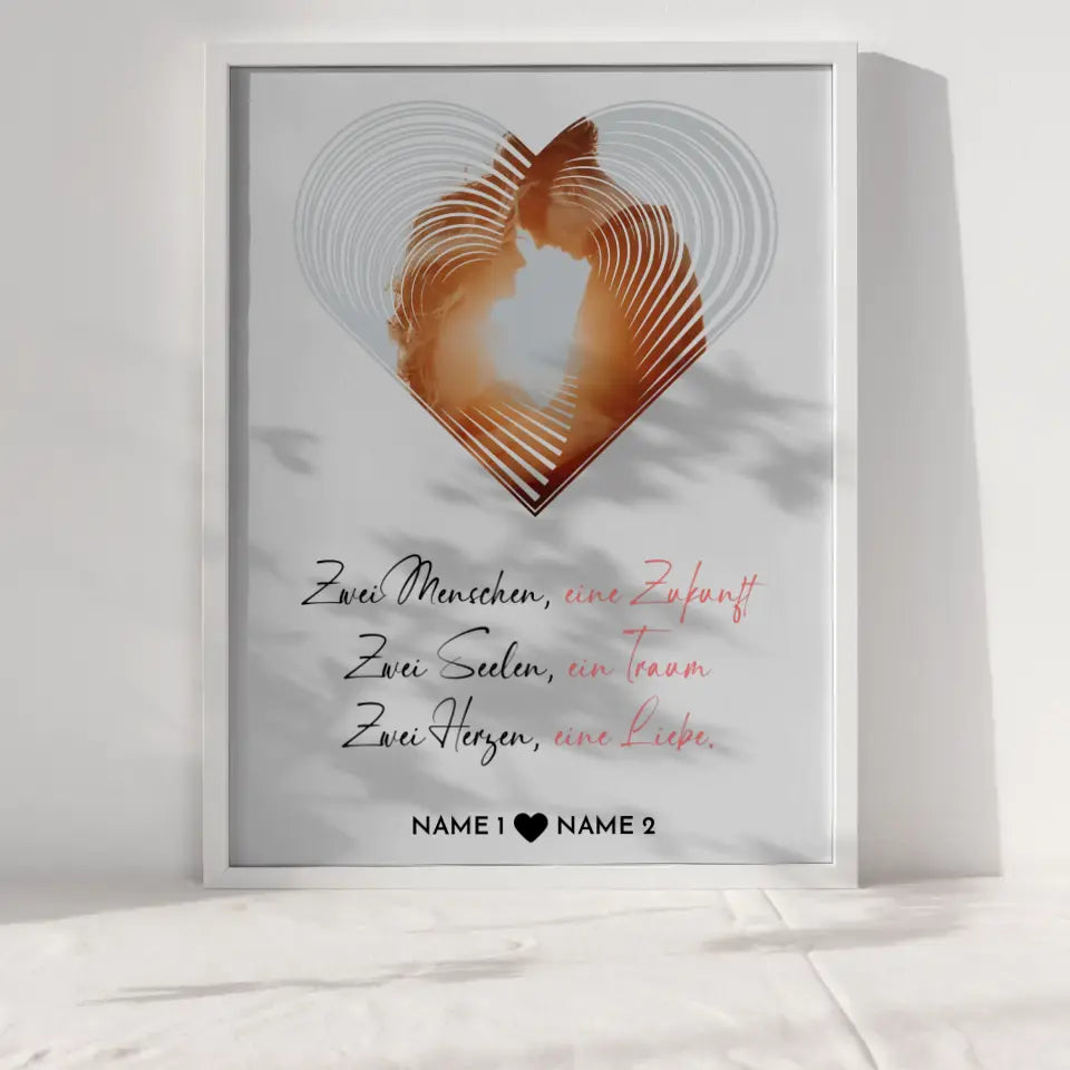 Personalisiertes Poster Liebe Fotoposter Herz Zwei Menschen