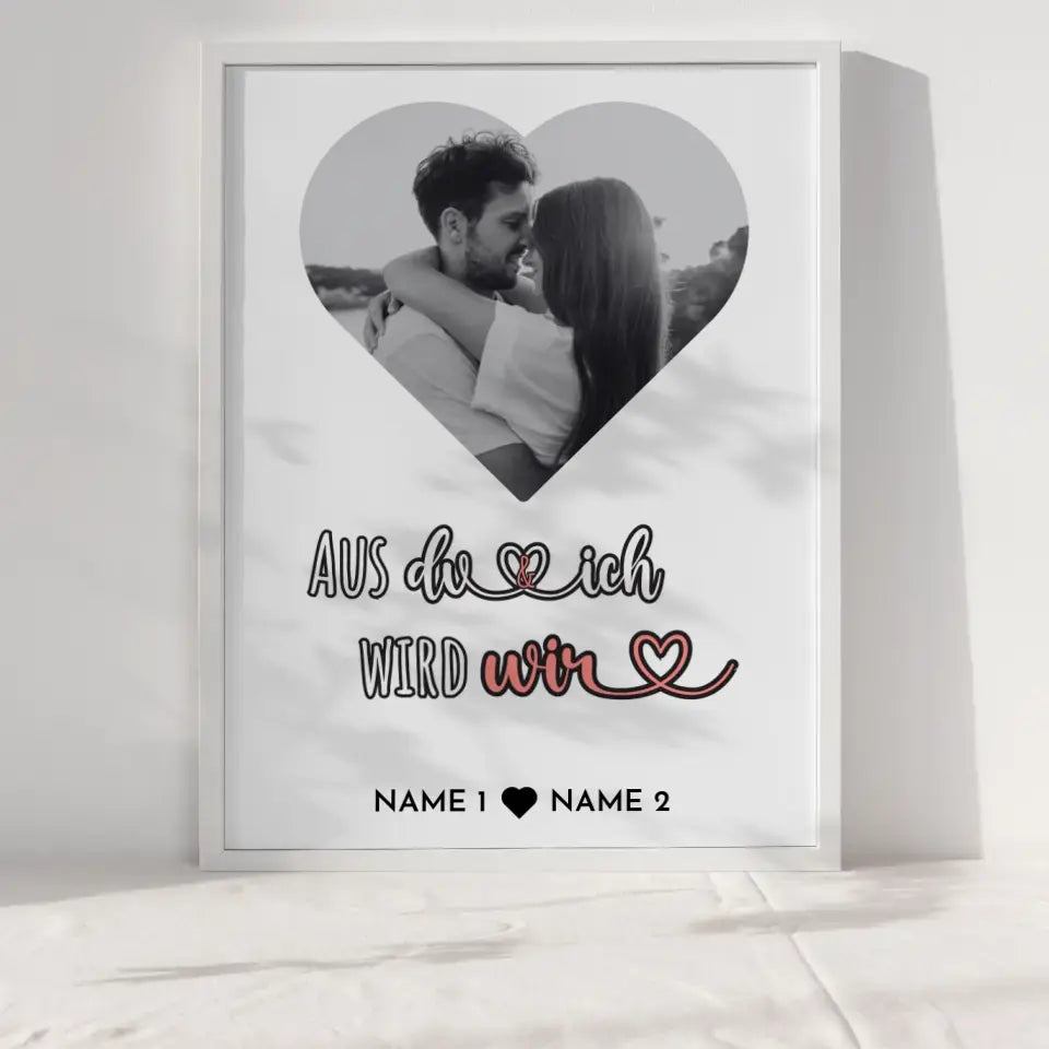 Personalisiertes Poster Liebe Herz Foto Du und Ich Mit Foto & Namen