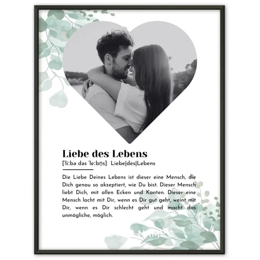 Personalisiertes Poster Liebe Herz Foto Defintion Liebe