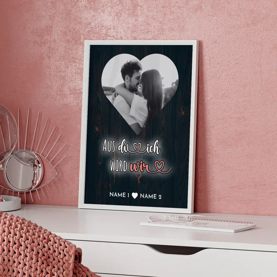 Personalisiertes Poster Liebe Herz Foto Du & Ich Wir Mit Foto & Namen