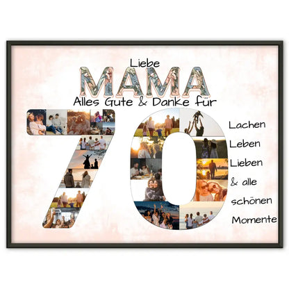 Fotocollage Poster zum 70 Geburtstag für Mama Geschenkidee mit Fotos