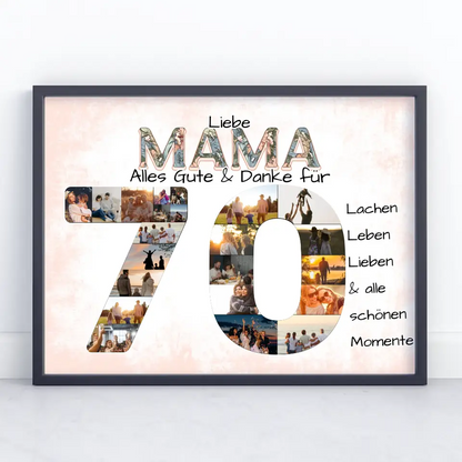 Fotocollage Poster zum 70 Geburtstag für Mama Geschenkidee mit Fotos