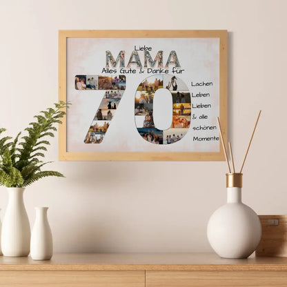 Fotocollage Poster zum 70 Geburtstag für Mama Geschenkidee mit Fotos