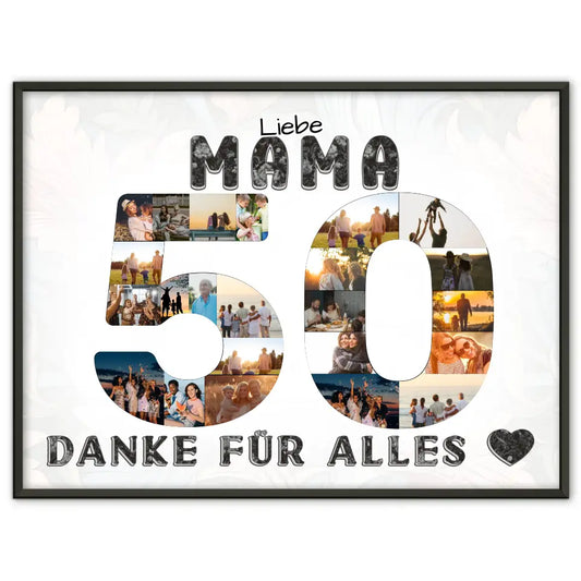 50 Geburtstag Poster Geschenk Mama Danke für Alles Fotocollage