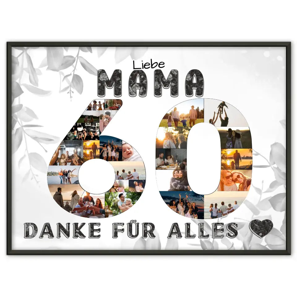 60 Geburtstag Personalisiertes Poster für Mama Fotocollage