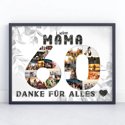 60 Geburtstag Personalisiertes Poster für Mama Fotocollage