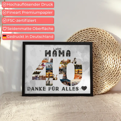 40 Geburtstag Geschenk Personalisiert Mama Poster Danke für Alles