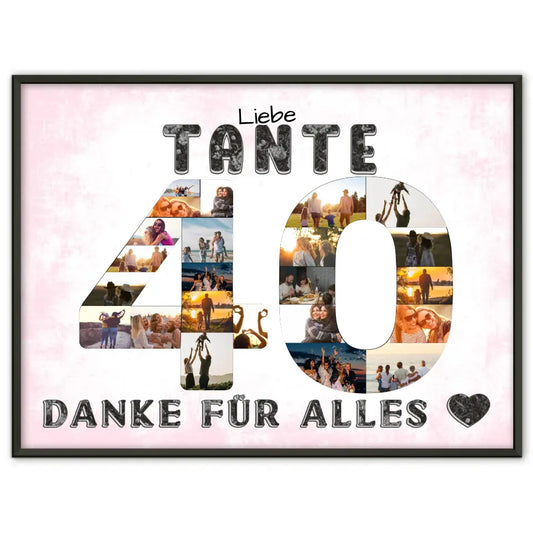 40 Geburtstag Poster Geschenk Tante Danke für Alles Fotocollage