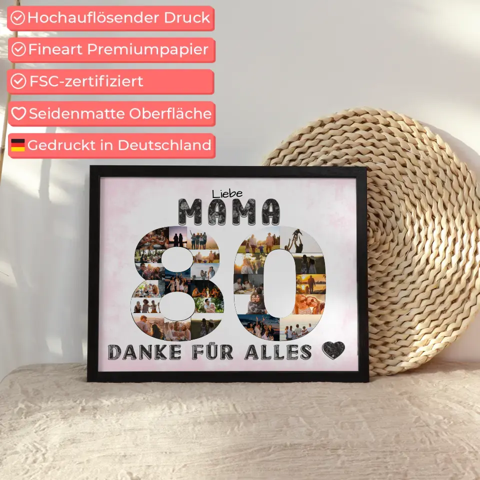 80 Geburtstag Mama Geschenk Personalisiertes Poster