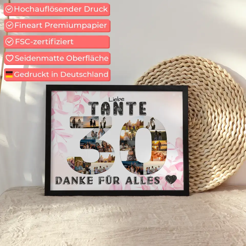 30 Geburtstag Geschenk Personalisiert Tante Poster Danke für Alles