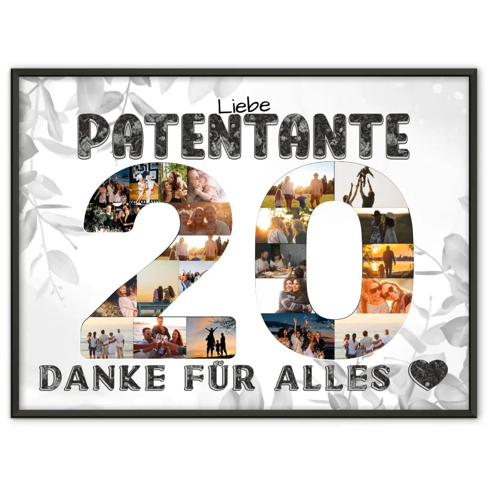 20 Geburtstag Patentante Geschenk Personalisiertes Poster