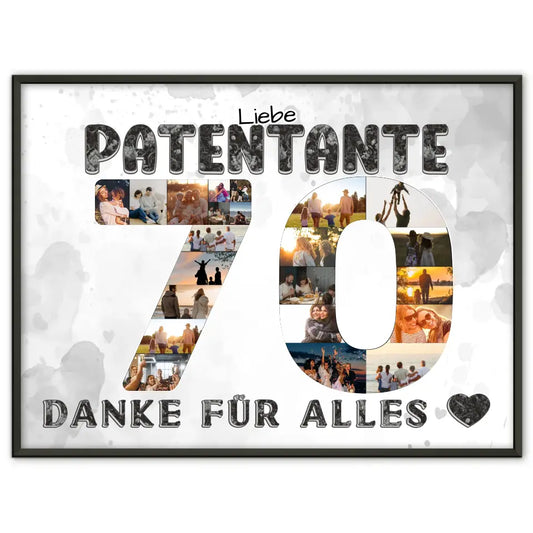 70 Geburtstag Poster Geschenk Patentante Danke für Alles Fotocollage