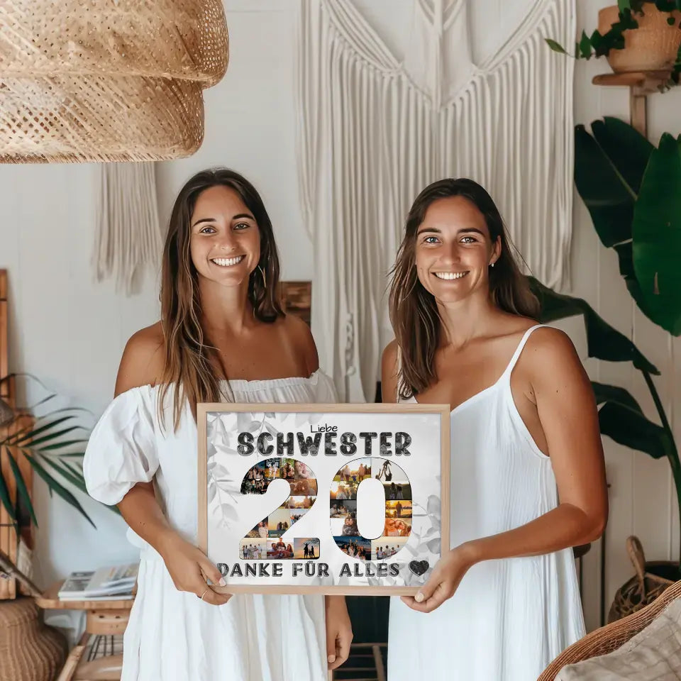 20 Geburtstag Geschenke Poster Schwester Danke für alles