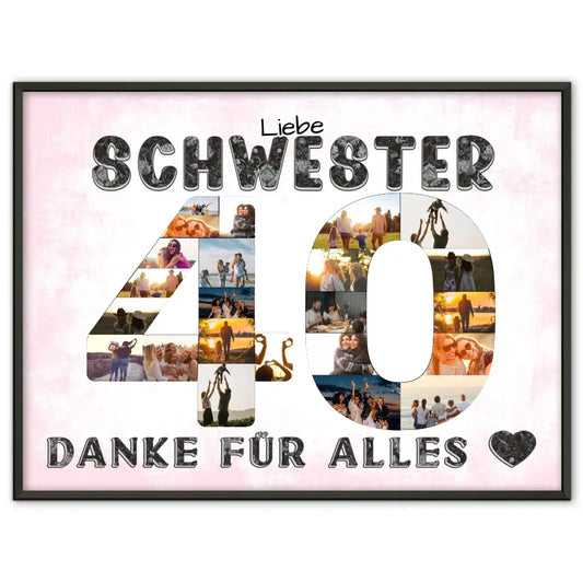 40 Geburtstag Schwester Geschenk Personalisiertes Poster