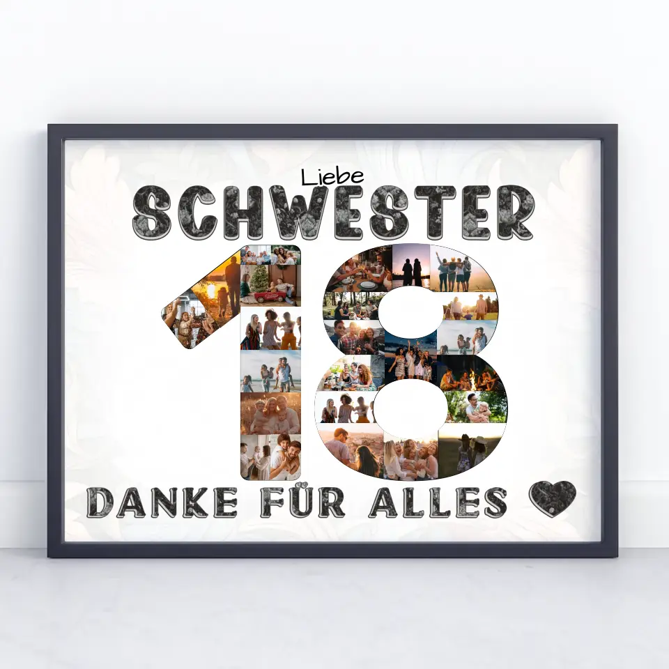 18 Geburtstag Personalisiertes Poster für Schwester Fotocollage