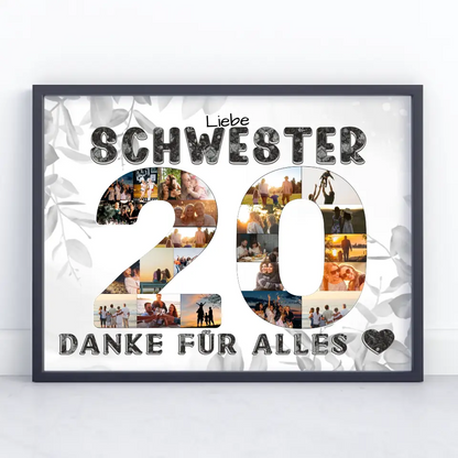 20 Geburtstag Geschenke Poster Schwester Danke für alles