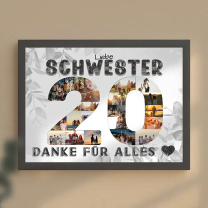 20 Geburtstag Geschenke Poster Schwester Danke für alles