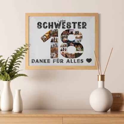 18 Geburtstag Personalisiertes Poster für Schwester Fotocollage