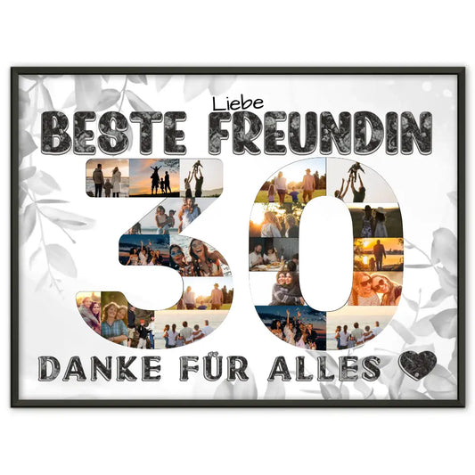 30 Geburtstag Geschenk Personalisiert Beste Freundin Poster Danke für Alles