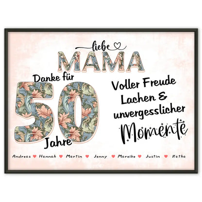 Mama Poster personalisiert Schöne Momente Mit Namen zum 40 Geburtstag