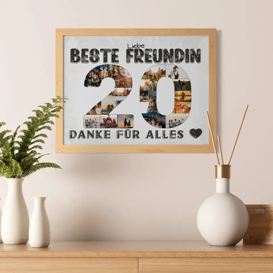 20 Geburtstag Poster personalisiert Danke für Alles für