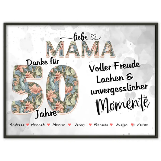 Mama Momente Poster Personalisiert zum 60 Geburtstag mit Namen und Fotos