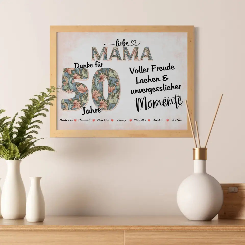 Mama Poster personalisiert Schöne Momente Mit Namen zum 40 Geburtstag