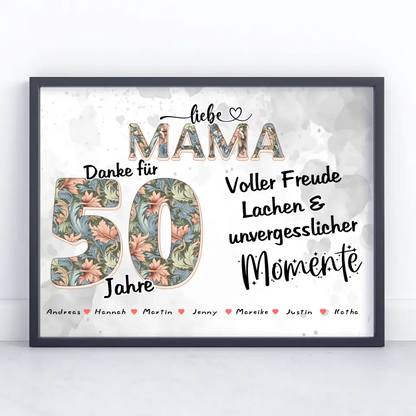 Mama Momente Poster Personalisiert zum 60 Geburtstag mit Namen und Fotos