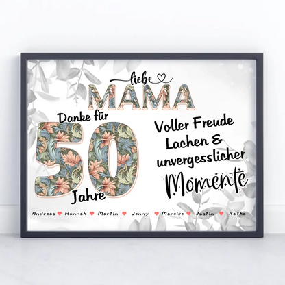 Mama 80 Geburtstag Geschenk Personalisiert Fotocollage mit Namen