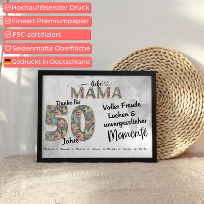 Mama Momente Poster Personalisiert zum 60 Geburtstag mit Namen und Fotos