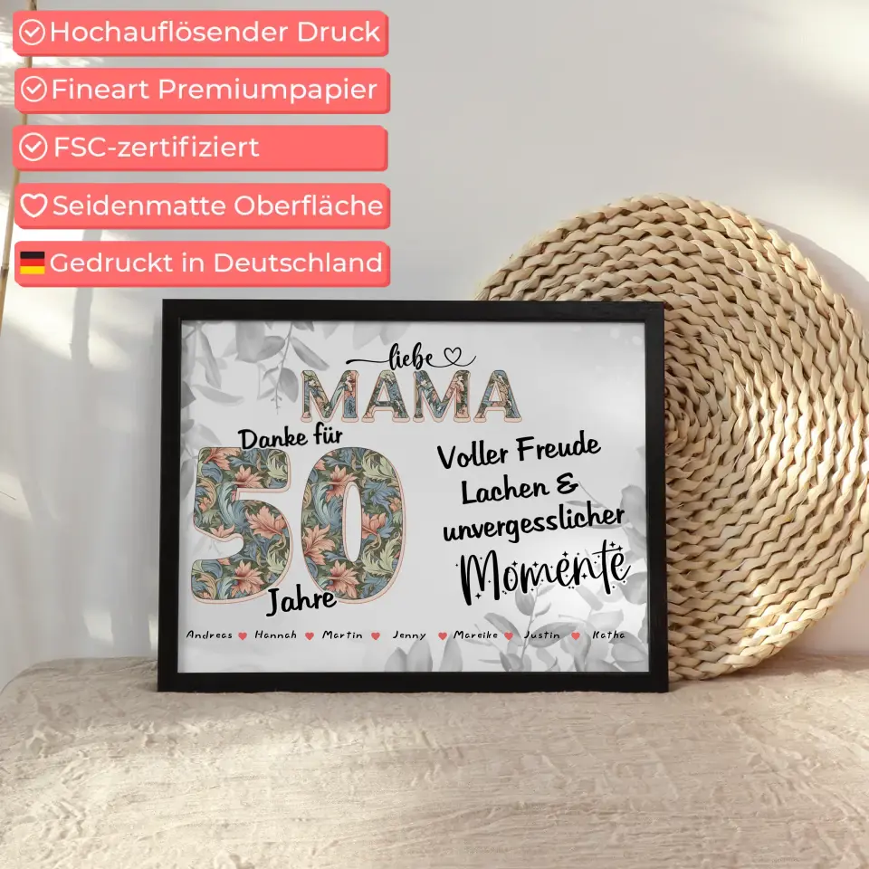 Mama 80 Geburtstag Geschenk Personalisiert Fotocollage mit Namen