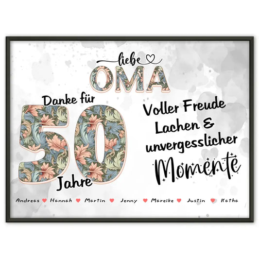 Oma Poster personalisiert Schöne Momente Mit Namen zum 90 Geburtstag