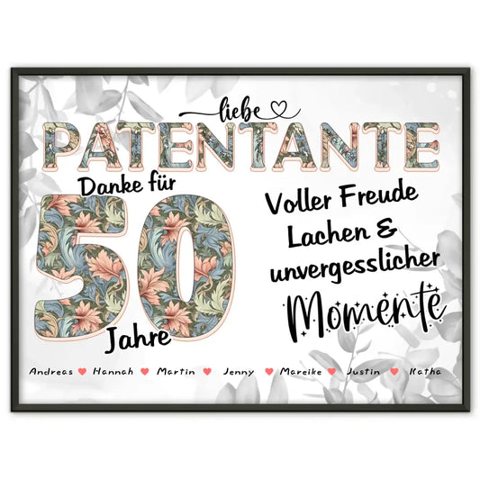 Patentante Poster personalisiert Schöne Momente Mit Namen zum 40 Geburtstag