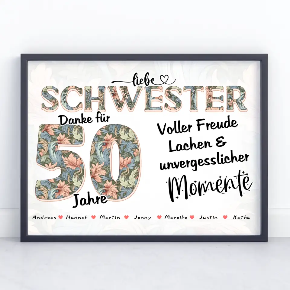 Schwester Poster mit Namen zum 30 Geburtstag Schöne Momente