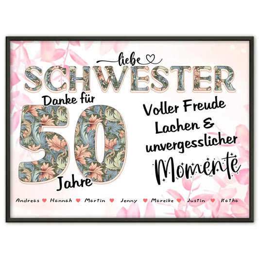 Schwester Foto Momente der Familie zum 50 Geburtstag Personalisiertes Poster