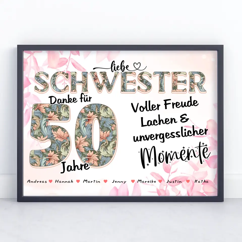 Schwester Foto Momente der Familie zum 50 Geburtstag Personalisiertes Poster