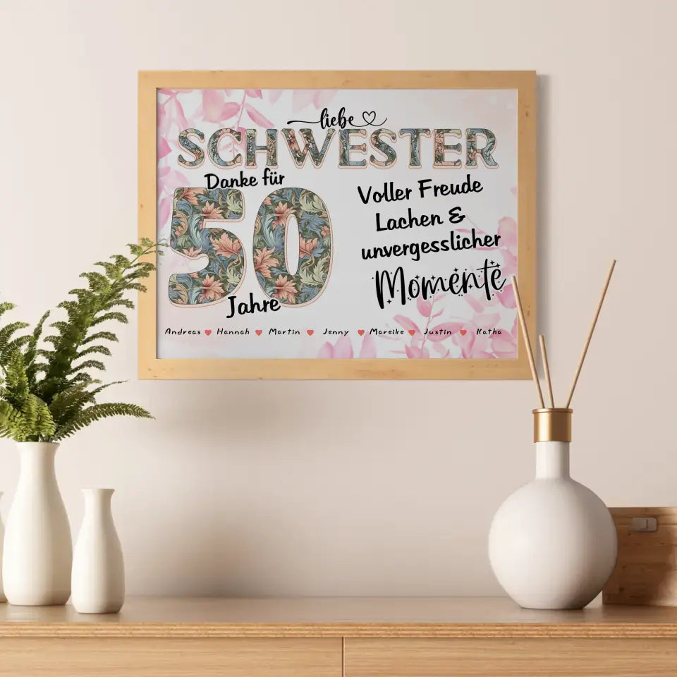 Schwester Foto Momente der Familie zum 50 Geburtstag Personalisiertes Poster